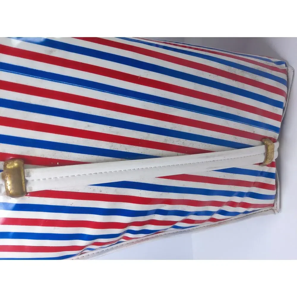 Vintage Prepac Vinyl Insulated Cooler Bags Red White Blue Stripes Set of 2
